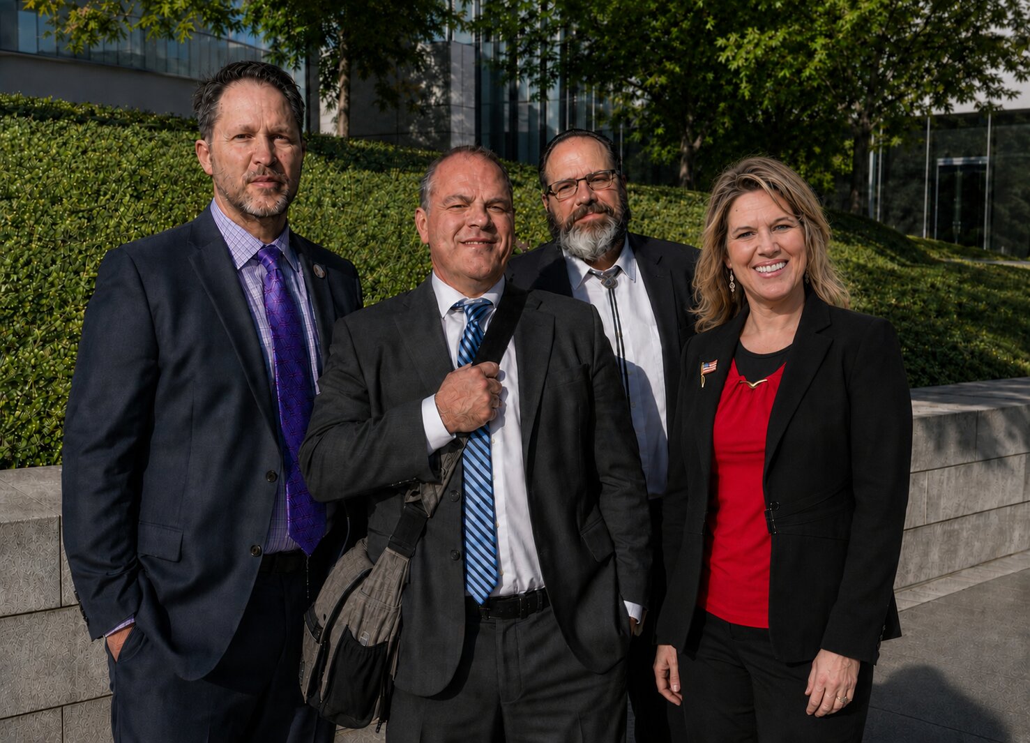 Jewel Franklin and Rick Koerber with attorneys Marcus Mumford and Morgan Philpot